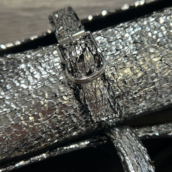 NEW Katy Petty The Evie Mary Jane Flats Size 10 / 40 Silver Metallic Memory Foam - Picture 7 of 10